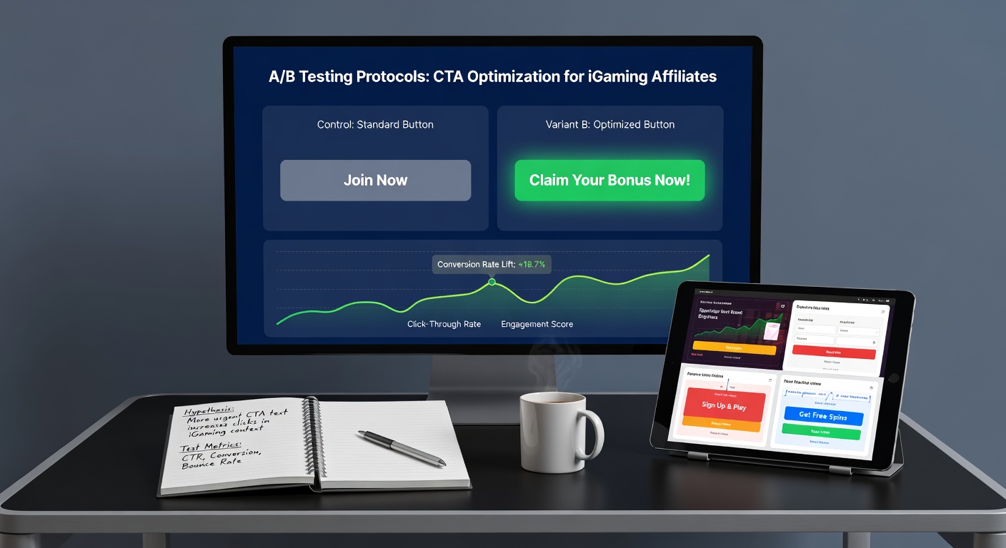 Split view of two CTA button variations tested on an affiliate article about online casino bonuses