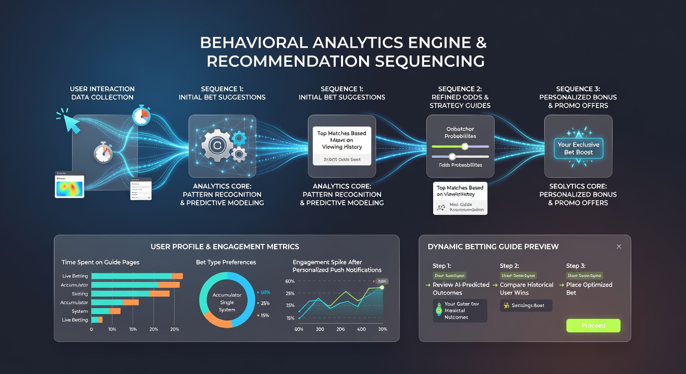 Visualization of sequenced recommendation pathways derived from user behavioral clusters in betting resource guides