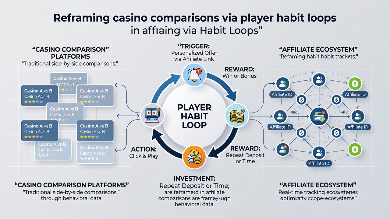 Flowchart showing how affiliate platforms integrate habit-loop data into dynamic casino ranking updates